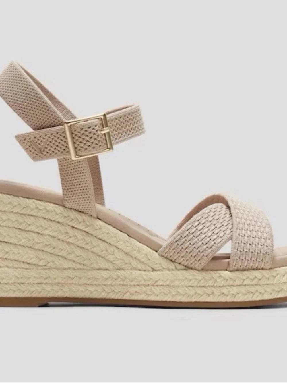 Women’s Neutral Beige Espadrille Wedge Sandals with Ankle Strap
